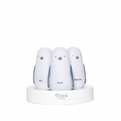 Wireless Charging Trio Lamp - White Owls