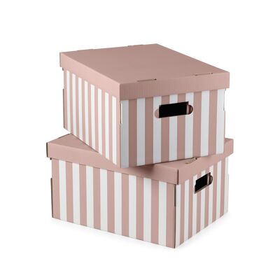 Set di 2 scatole portaoggetti in cartone, dimensioni 40 X 31 X H.21 cm, rosa, RAN11110