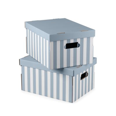 Set di 2 scatole portaoggetti in cartone, 0 x 31 x H.21 cm azzurro, RAN11111