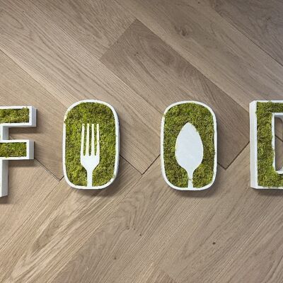 Lettres végétales stabilisées "FOOD"  - 75 cm