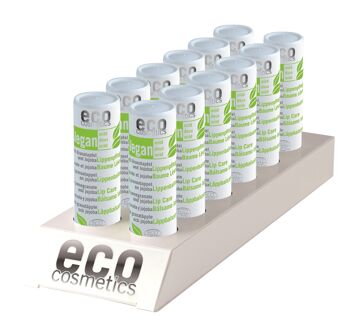Présentoir de vente ECO avec 12 sticks de soin des lèvres végétaliens 4 g 1