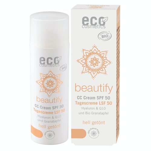 ECO CC Creme getönt LSF 50 hell 50 ml mit OPC, Q10 und Hyaluron