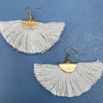 Tassel Fan Earrings - Grey