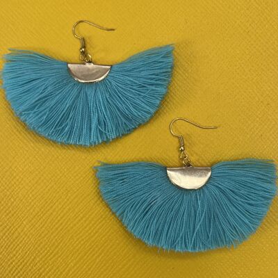 Blue Tassel Fan Earrings