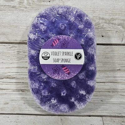 Éponge à savon exfoliante Violet Sparkle
