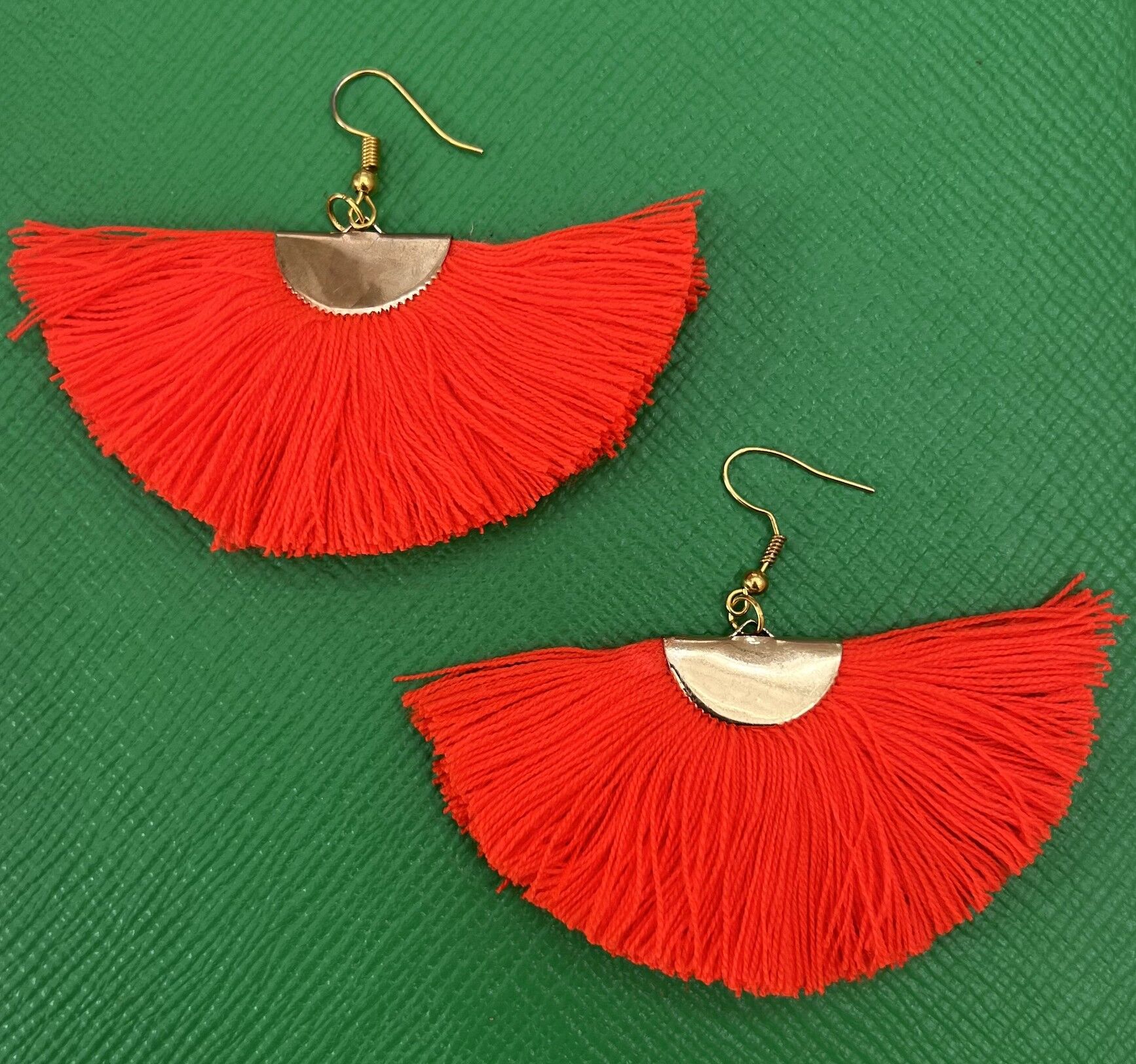 Boucles d'oreilles éventail orange fluo