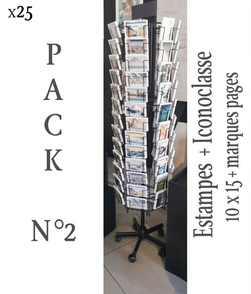 Pack 2: cartes postales + marque pages estampes japonaises et Iconoclasse x25 + présentoir 6 faces