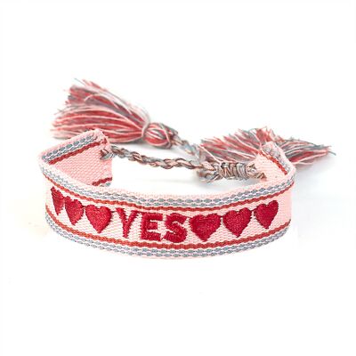 Armband "YES", rosa, bordeaux, hellblau