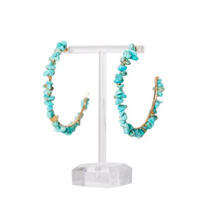 Turquoise stone hoop earring