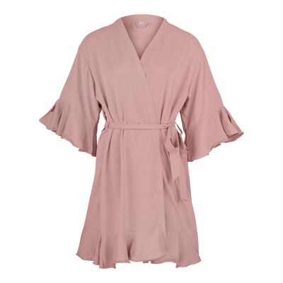 Kimono "rosé ruffles", rosé with ruffles on the sleeves, one size