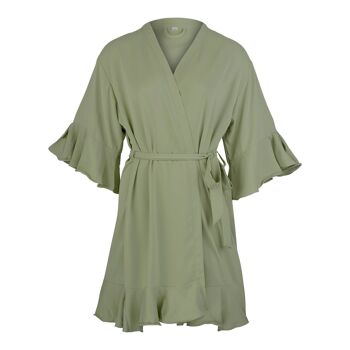 Kimono "volants", vert sauge avec volants sur les manches, taille unique 3
