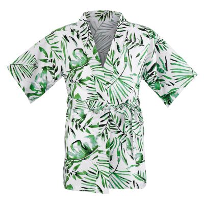 Kimono "wild palms" für Kinder,weiß mit botanischem