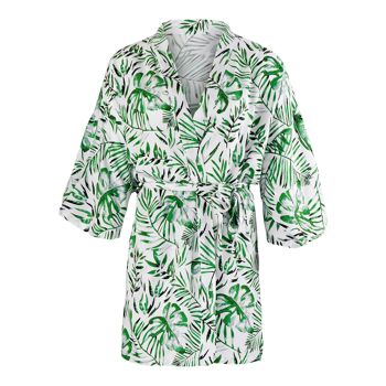 Ensemble Kimono "Wild Palms" blanc avec motifs botaniques One Size 1