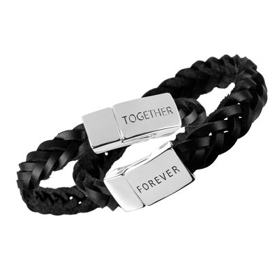Leather bracelet set "together, forever" for him and her