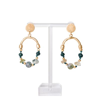 Boucles d'oreilles ovales en pierre aigue-marine