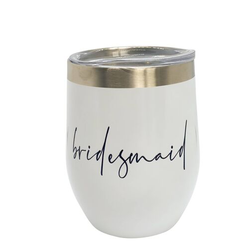 Weinbecher in weiß mit der Aufschrift bridesmaid | Perfekt