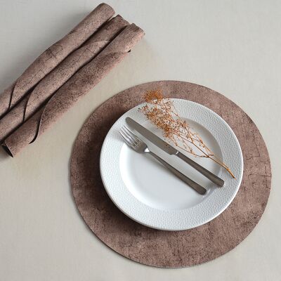 Placemats CANYON - Set of 4 Round Velvet Table Placemats