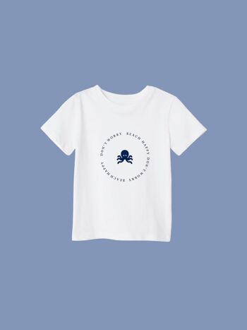 T-SHIRT BEACH HAPPY - BLANC