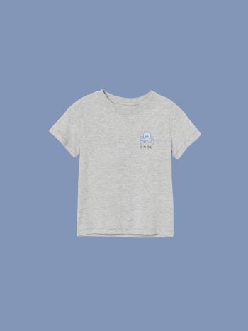 T-SHIRT BLEU PETIT VICHY - GRIS