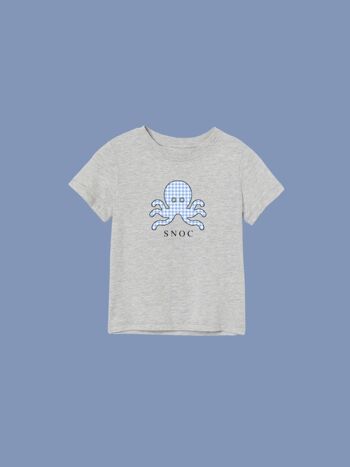 T-SHIRT VICHY BLEU - GRIS