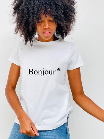 T-SHIRT BONJOUR - BLANC