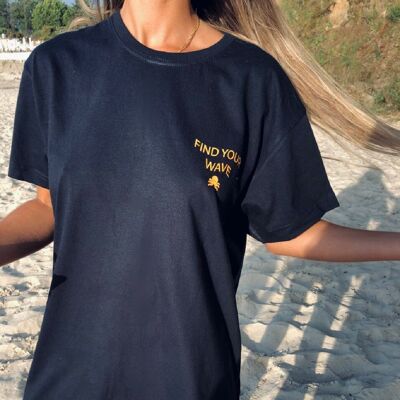 CAMISETA FIND YOUR WAVE CORAL - AZUL MARINO