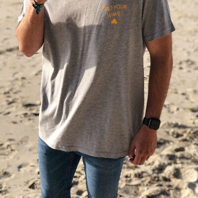 FIND YOUR WAVE CORAL T-SHIRT - LIGHT GRAY
