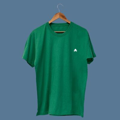 T-SHIRT BIANCA CON LOGO - MARMORIZZATA VERDE PROFONDO