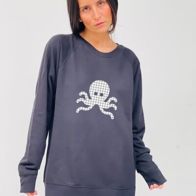 SNOC GRAY VICHY WOMAN SWEATSHIRT - BLACK