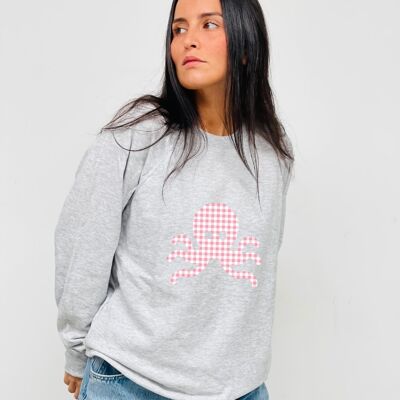 SWEAT SNOC ROSE VICHY FEMME - GRIS CLAIR