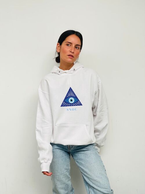 SNOC SUDADERA TRIÁNGULO CAPUCHA - BLANCO