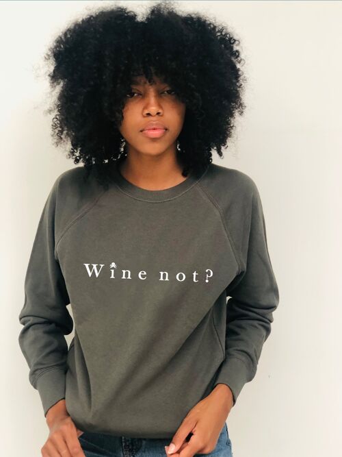 SUDADERA WINE NOT WOMAN - GRIS OSCURO