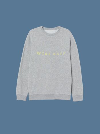 SWEAT-SHIRT VIN NON ? - LETTRE JAUNE GRIS CLAIR