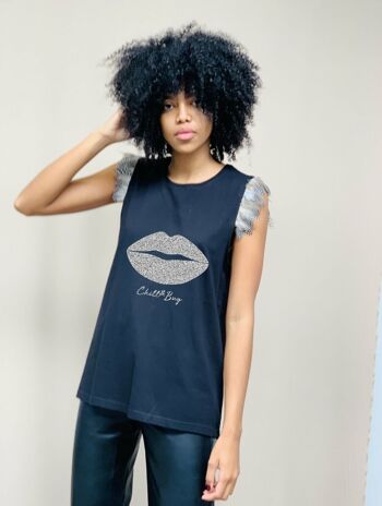 T-shirt plumes scintillantes bouche 12