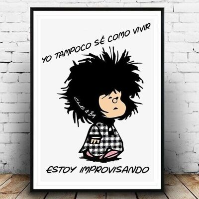 Stampa artistica di improvvisazione Mafalda - Grande (50 cm di larghezza x 70 cm di altezza)