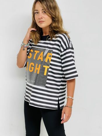 T-shirt oversize à rayures légères étoiles 10
