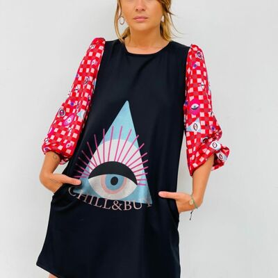 Triangle Eye Visual Puffed Dress