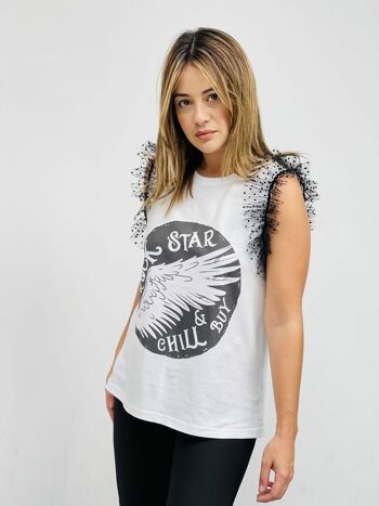T-shirt Plumeti Rock Star Ailes - Blanc 3