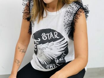 T-shirt Plumeti Rock Star Ailes - Blanc 4