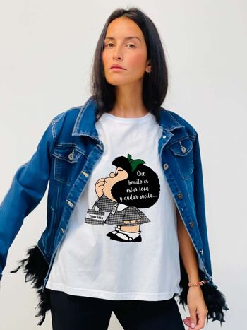 Veste en jean à plumes Mafalda Loca pied-de-poule 2