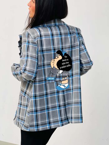 Mafalda Loca Blazer à carreaux bleu à volants 9
