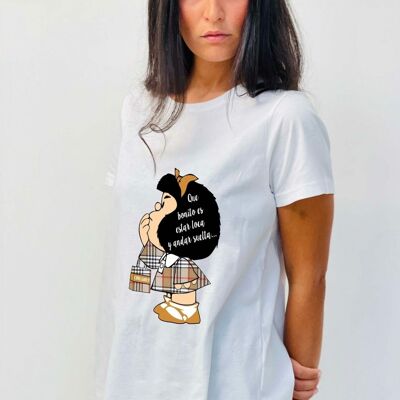 T-shirt Basique Mafalda Loca Carrés Beiges