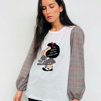 T-shirt a sbuffo Mafalda Loca bordeaux