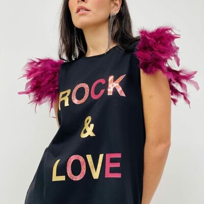 Maglietta Rock&Love con piume