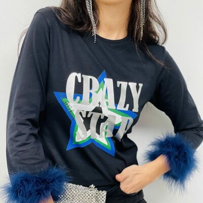 Crazy Star Marabou Manschetten-T-Shirt