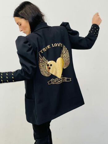 Blazer bouffant avec clous en forme de cœur et ailes 4