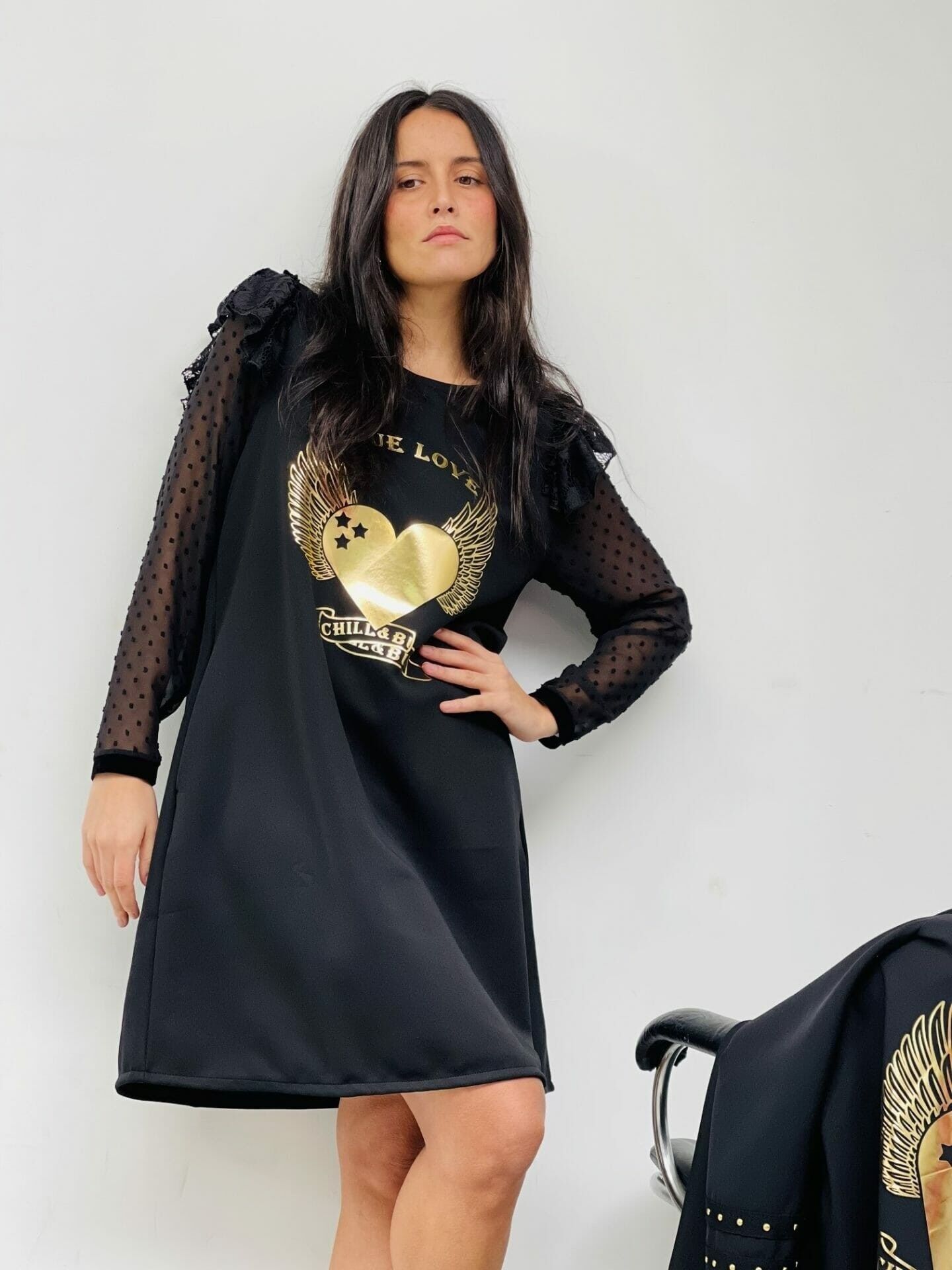 Puffed Heart Wings Kleid