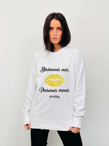 Sweat Bordure Let's Kiss Blanc 11