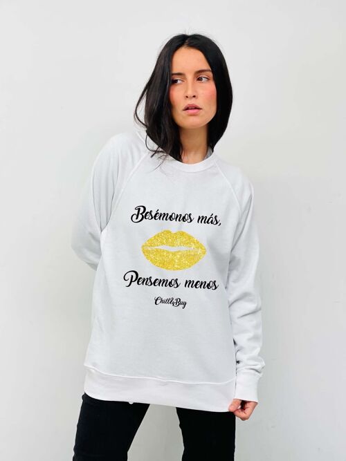 Sudadera Cenefa Besémonos Blanca