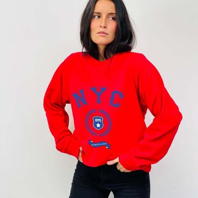Rotes Sweatshirt mit NYC-Grenze